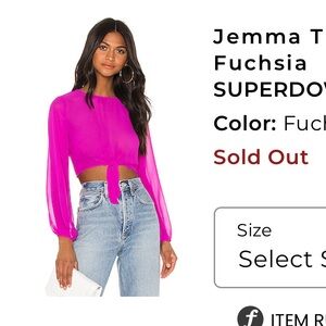 Superdown Tie Front Blouse in Bright Pink Fuchsia